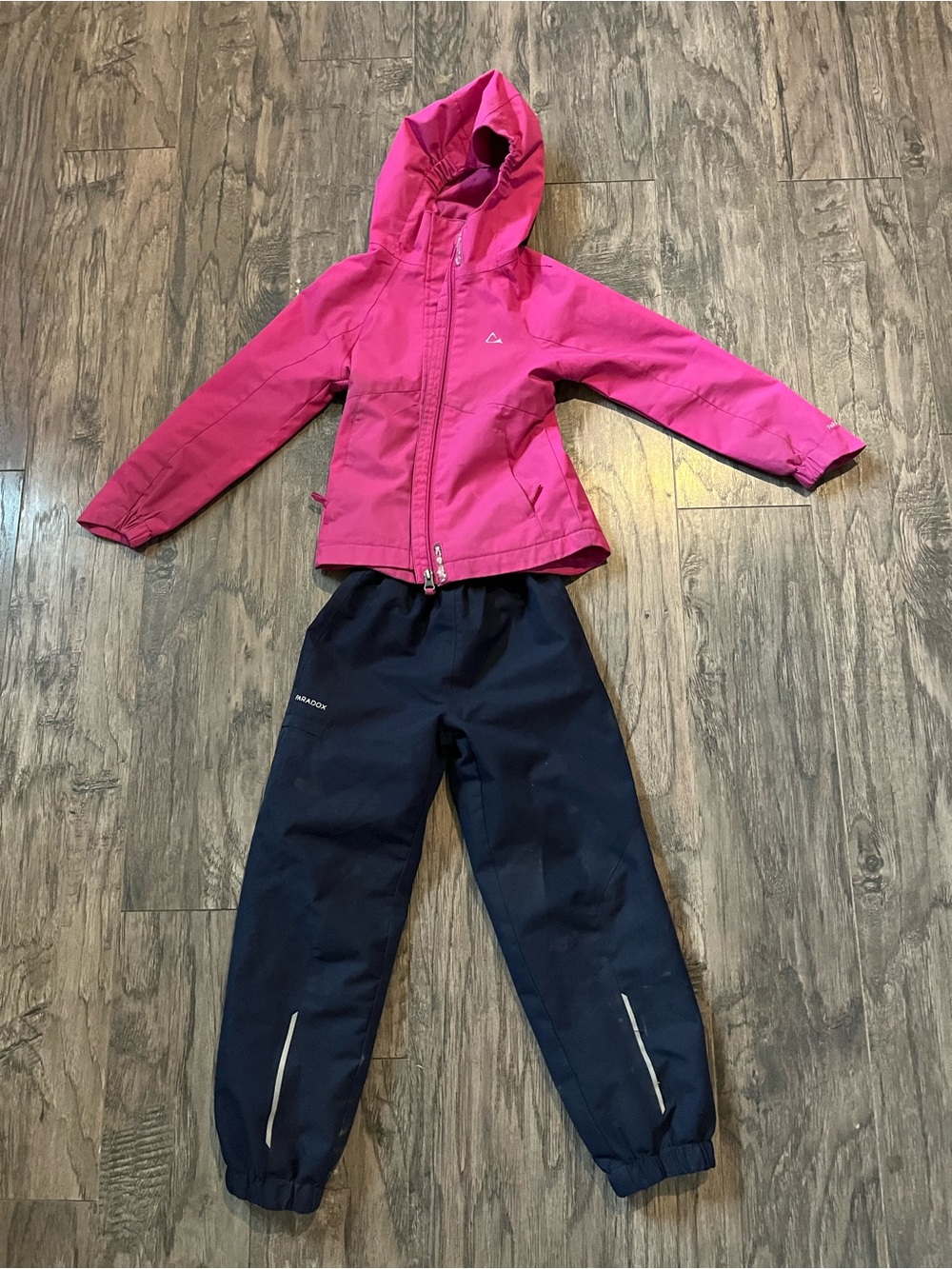 Paradox Girls Pink Hooded Rain Jacket and Navy Rain Pants